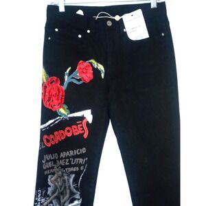 ICEBERG Gilmar Made in Italy  jeans jewels Sz 24  L 34" RARE '07  Rose Cordobes